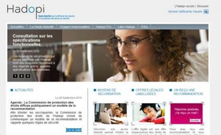 Capture d'écran du site Hadopi