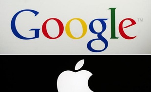 Les logos de Google et Apple.