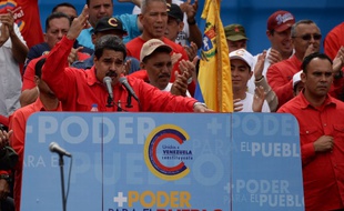 Nicolas Maduro à Caracas le 27 juillet lors d'un meeting en faveur de la Constituante.