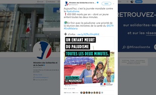 Le message posté sur Twitter par le ministère des Solidarités et de la Santé.