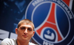 Marco Verratti lors de sa présentation au Parc des Princes, le 18 juillet 2012.