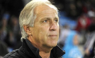 René Girard, l'entraîneur de Montpellier, le 19 novembre 2011, au Stade de la Mosson, contre Marseille.