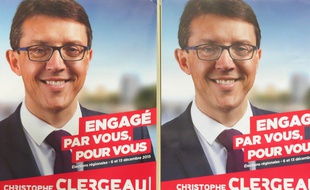 Affiches de campagne du candidat PS Christophe Clergeau.