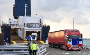 L'arrivée du premier ferry de transport de marchandises, le 3 janvier, directement depuis l'Irlande dans le port de Dunkerque.