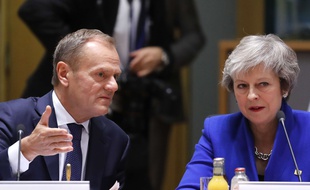 Le président du Conseil européen, Donald Tusk, et la Première ministre britannique Theresa May le 25 novembre 2018.