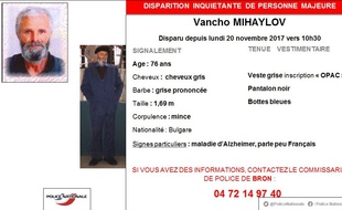 La police du Rhône lance un appel à témoins pour retrouver un homme de 76 ans atteint de la maladie d'Alzheimer et ne parlant peu Français.