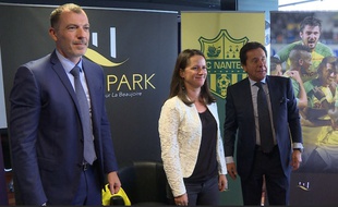 Yoann Joubert, patron de Réalités et Johanna Rolland, maire de Nantes et Waldemar Kita, président du FCN.