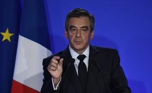 François Fillon lors de sa conférence de presse à son QG à Paris, le 6 février 2017.