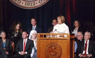 La gouverneure du Nouveau-Mexique, Michelle Lujan Grisham, à Santa Fe le 1er janvier 2019.