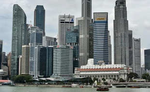 Vue de la baie de Singapour, le 3 mars 2015