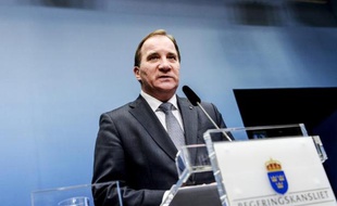 Le Premier ministre suédois Stefan Löfven, lors d'une conférence de presse, le 3 décembre 2014 à Stockholm