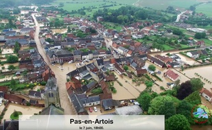 Capture d'écran d'une vidéo aérienne réalisée par les pompiers du Pas-de-Calais.