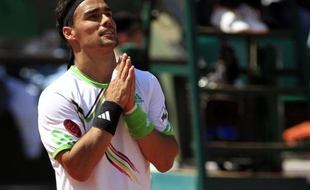 Le joueur italien Fabio Fognini, lors de sa victoire à Roland-Garros contre Albert Montanes, le 29 mai 2011.
