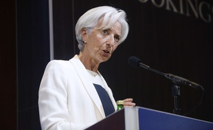 Christine Lagarde, directrice générale du FMI, lors d'une conférence à Washington (Etats-Unis), le 8 juillet 2015.
