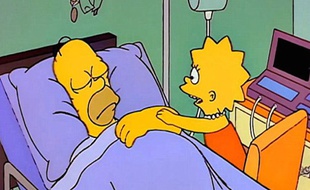 Homer Simpson dans le coma, à l'épisode 18 de la saison 4 des Simpson