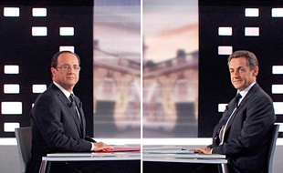 François Hollande et Nicolas Sarkozy, lors du débat de l'entre-deux tours, le 2 mai 2012.