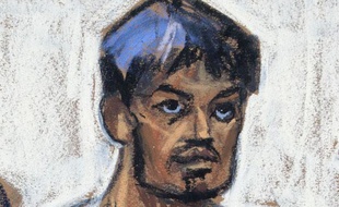 Portrait dessiné de Quazi Mohammad Rezwanul Ahsan Nafis, le terroriste bangladais de 21 ans qui a voulu faire sauter la Réserve fédérale de New York, lors de son passage devant la justice américaine, le 17 octobre 2012.