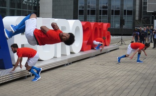 Lille, le 15 juin 2015 - Animations autour du lancement du compte à rebours un an avant l'Euro 2016.