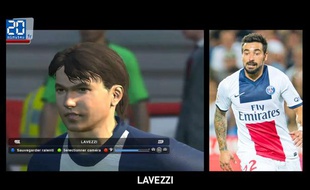 Un comparatif en vidéo du joueur du PSG Ezequiel Lavezzi dans le jeu «PES 2014».