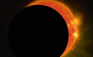 Illustration: une éclipse partielle de soleil vue avec du matériel d'astronomie.