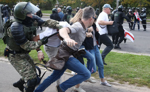 Lors de la manifestation de ce dimanche, à Minsk.