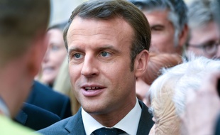 Le président de la République, Emmanuel Macron, lors de la fête du travail à l'Elysée le mercredi 1er mai 2019.