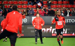 Yoann Gourcuff et Gelson Fernandes à l'échauffement avant Rennes-Lorient, le 9 janvier 2016.