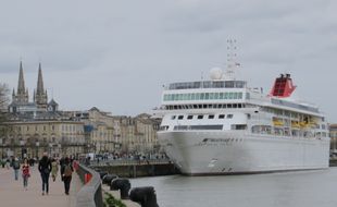 Le paquebot Braemar, dans le port de la Lune à Bordeaux le 27 mars 2015