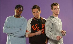 Le groupe Link Up, créé à l'issue de l'émission Popstars sur M6 en 2004. Avec notamment M.Pokora (à droite).