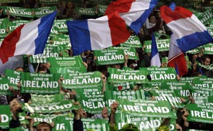Les supporters irlandais et français à Dublin, le 14 novembre 2009.
