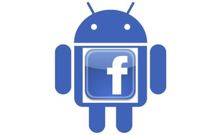 La mascotte d'Android aux coleurs de Facebook.