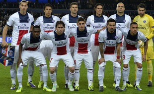 Les joueurs du PSG le 23 octobre 2013 à Bruxelles, avant un match de Ligue des champions contre Anderlecht.
