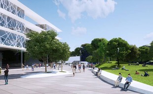 La place de la Voie Domitienne sera l'une des grandes places sur le tracé de la ligne 5 du tramway