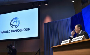 Jim Yong Kim, président de la Banque mondiale, le 14 avril 2016 au siège du FMI à Washington