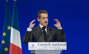 Nicolas Sarkozy, au Conseil national Les Républicains. 13/02/2016. Credit:WITT/SIPA/1602131844