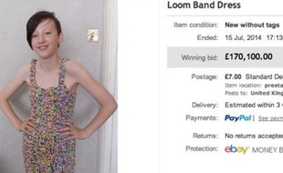 Capture d'écran d'une enchère sur eBay sur une robe fabriquée en Rainbow Loom