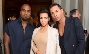 Kanye West, Kim Kardashian et Olivier Rousteing.
