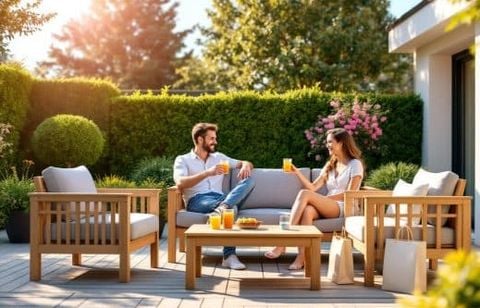 Profitez-en : le salon bas de jardin en acacia Atlas NATERIAL à 990 € chez Leroy Merlin, soit 200 € d’économie