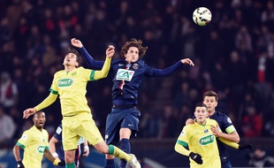 Adrien Rabiot lors de la victoire du PSG contre Nantes en 8e de finale de la coupe de France (2-0), le 11 février 2015.