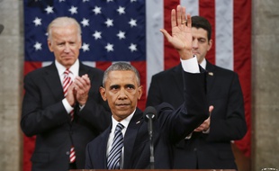 Barack Obama pour son dernier discours sur l'état de l'Union, le 12 janvier 2016, à Washington.