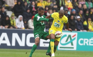 Nantes's player Johan Audel and Club Franciscain's player Edhestion in action during the French National Cup Football Match between Nantes vs Club Franciscain at La Beaujoire in Nantes, Nantes-03/01/15.
Credit:Pierre Minier/Ouest Medias/Sipa/OUESTMEDIAS_FCNCF008/Credit:MINIER/SIPA/1501041012