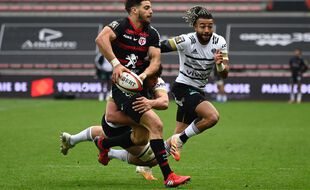 Romain Ntamack, le demi d'ouverture du Stade Toulousain, le 6 mars 2021 contre Brive à Ernest-Wallon, en Top 14.