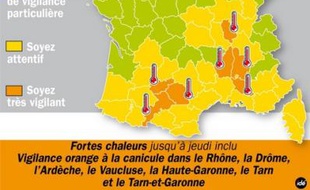 Sept départements restent en vigilance orange jusqu'au 21 août 2009 au matin.