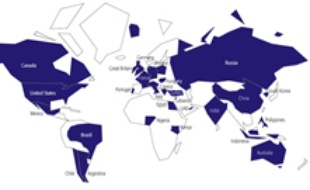 Carte des pays interrogés lors d'un sondage de la BBC sur les pays dont l'influence sur le monde est négative.