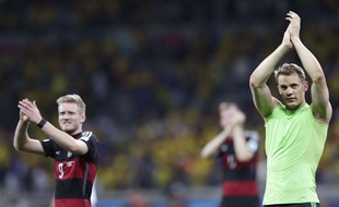 Les Allemands après leur démonstration contre le Brésil le 8 juillet 2014.