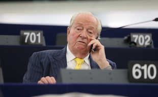Strasbourg le 01 juillet 2014. Jean-Marie Le Pen aux parlement Europeen a Strasbourg pour la session de juillet
