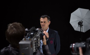 L'entraîneur des Girondins de Bordeaux Willy Sagnol, le 10 octobre 2014, au Salon de l'Auto.