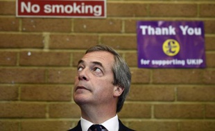 Le leader du parti populiste Ukip Nigel Farage, le 13 avril 2015 à Clacton-on-Sea