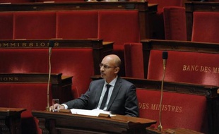 Le secrétaire d'Etat aux Affaires européennes Harlem Désir lors du vote sur la reconnaissance de l'Etat palestinien le 2 décembre 2014 à l'Assemblée nationale à Paris