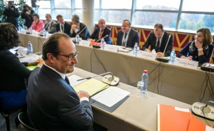 Le président François Hollande à l'ouverture de la quatrième conférence sociale le 19 octobre 2015 à Paris